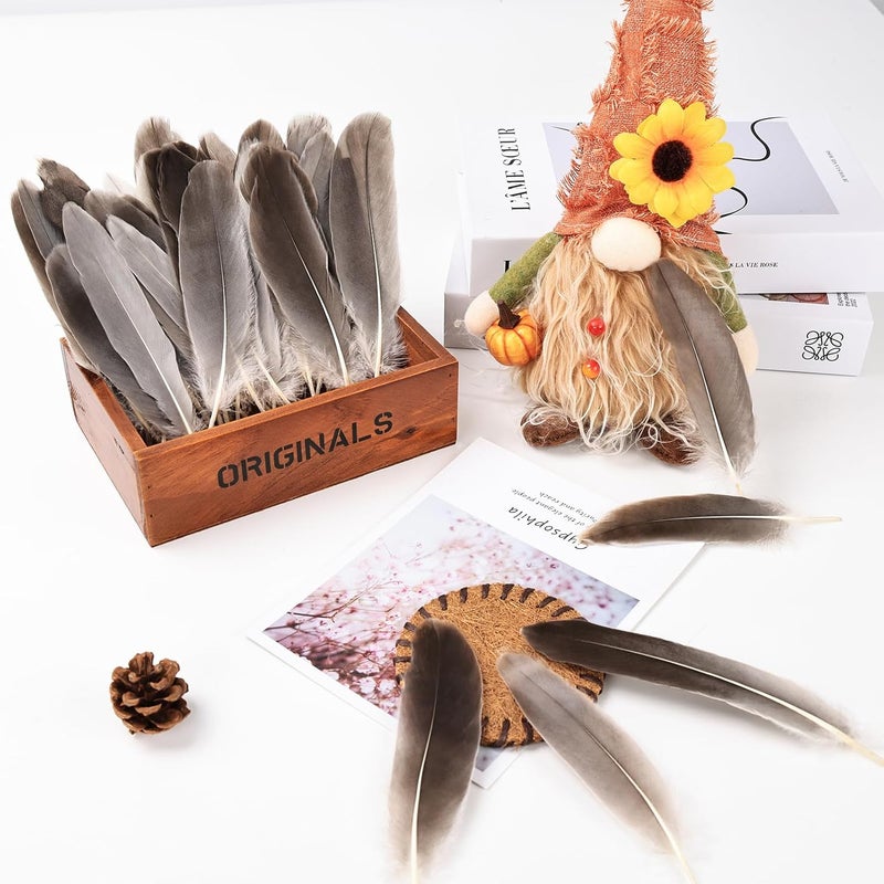 MAOFENG 150pcs 5-7 Inches Natural Goose Feathers Bulk DIY Crafts Feathers for Wedding Party Halloween Clothing Accessories,Natural Gray - Image 5